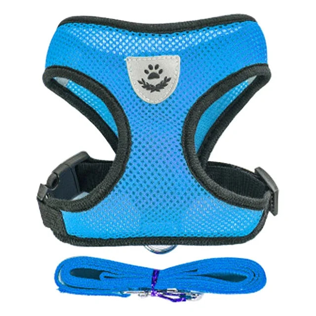 Cat Adjustable Mesh Harness Vest With Leash For Small Pets