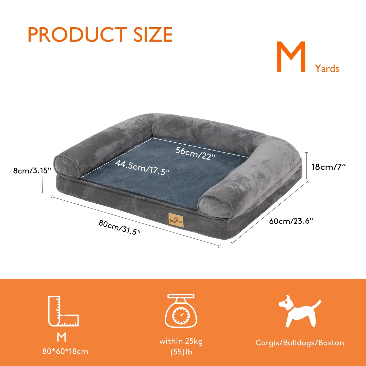 BINGOPAW Orthopedic Dog Bed With Removable Cover Cushion