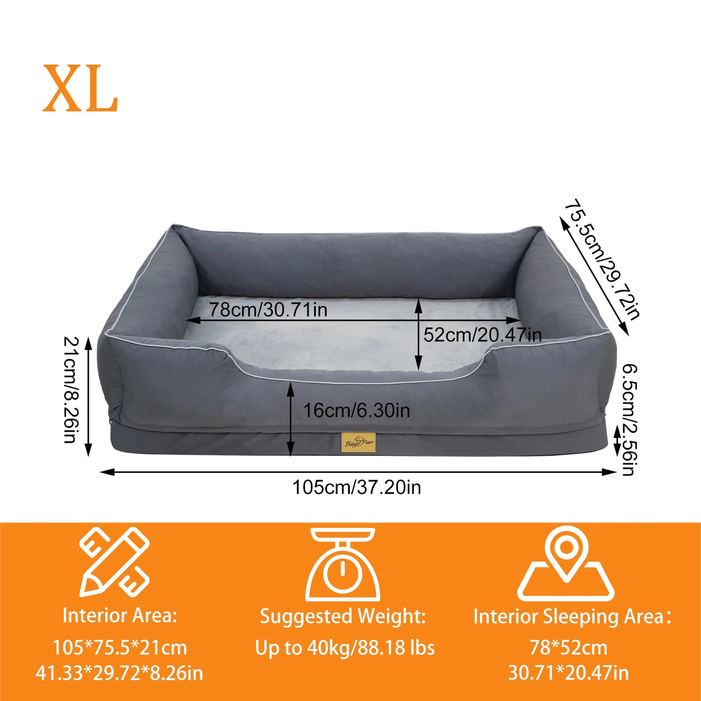 BINGOPAW Orthopedic Dog Bed With Foam Base And Waterproof Lining