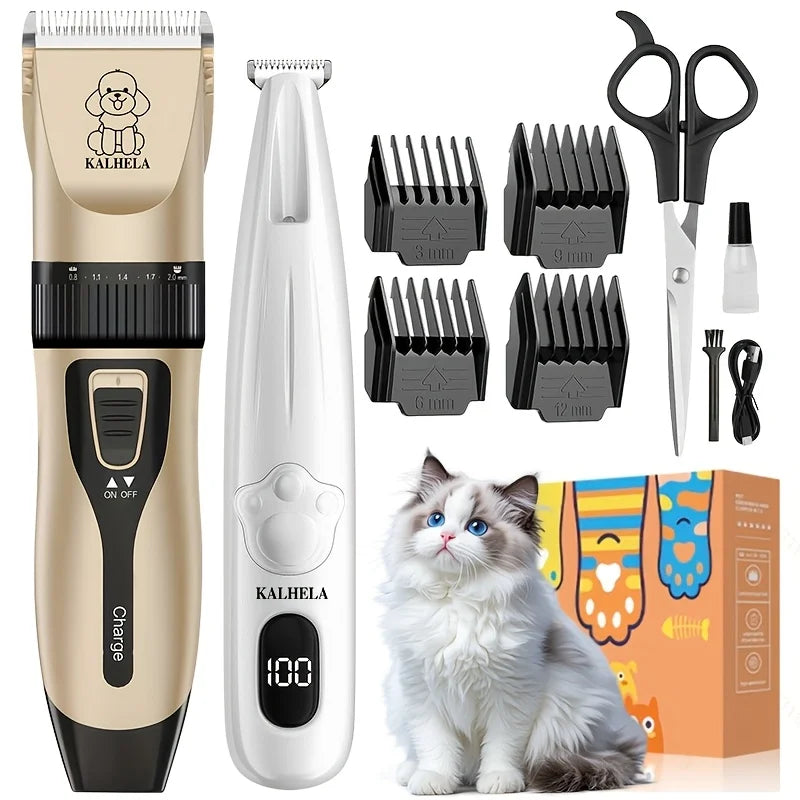 Dog Grooming Clippers Kit With Low Noise Trimmer And Tools