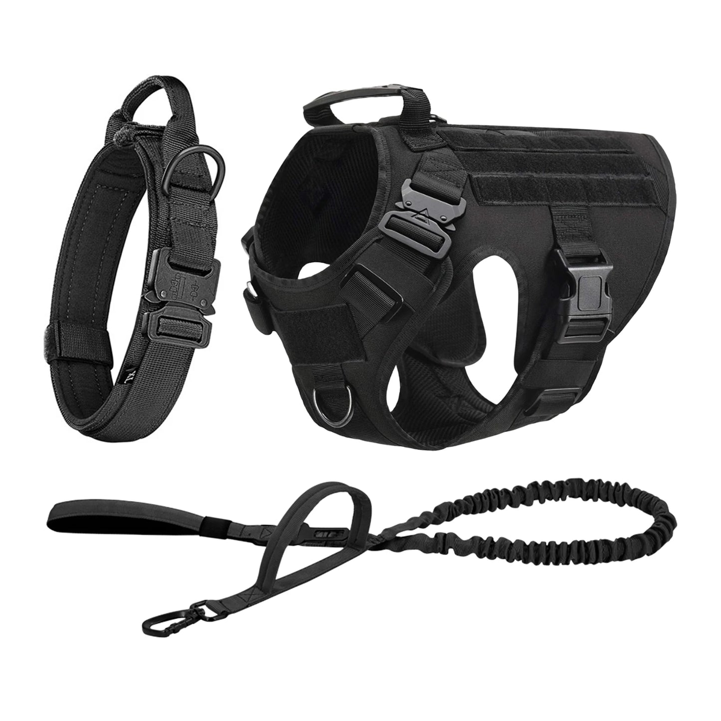 Nylon Tactical Dog Harness With Molle Pouches For Training And Walking