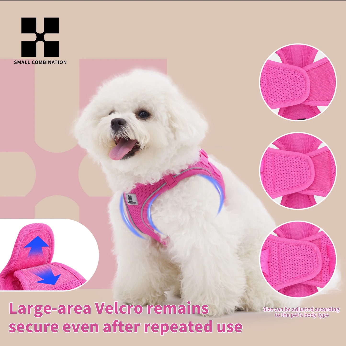 Dog Harness Leash Set Reflective Adjustable For Small Medium Dogs