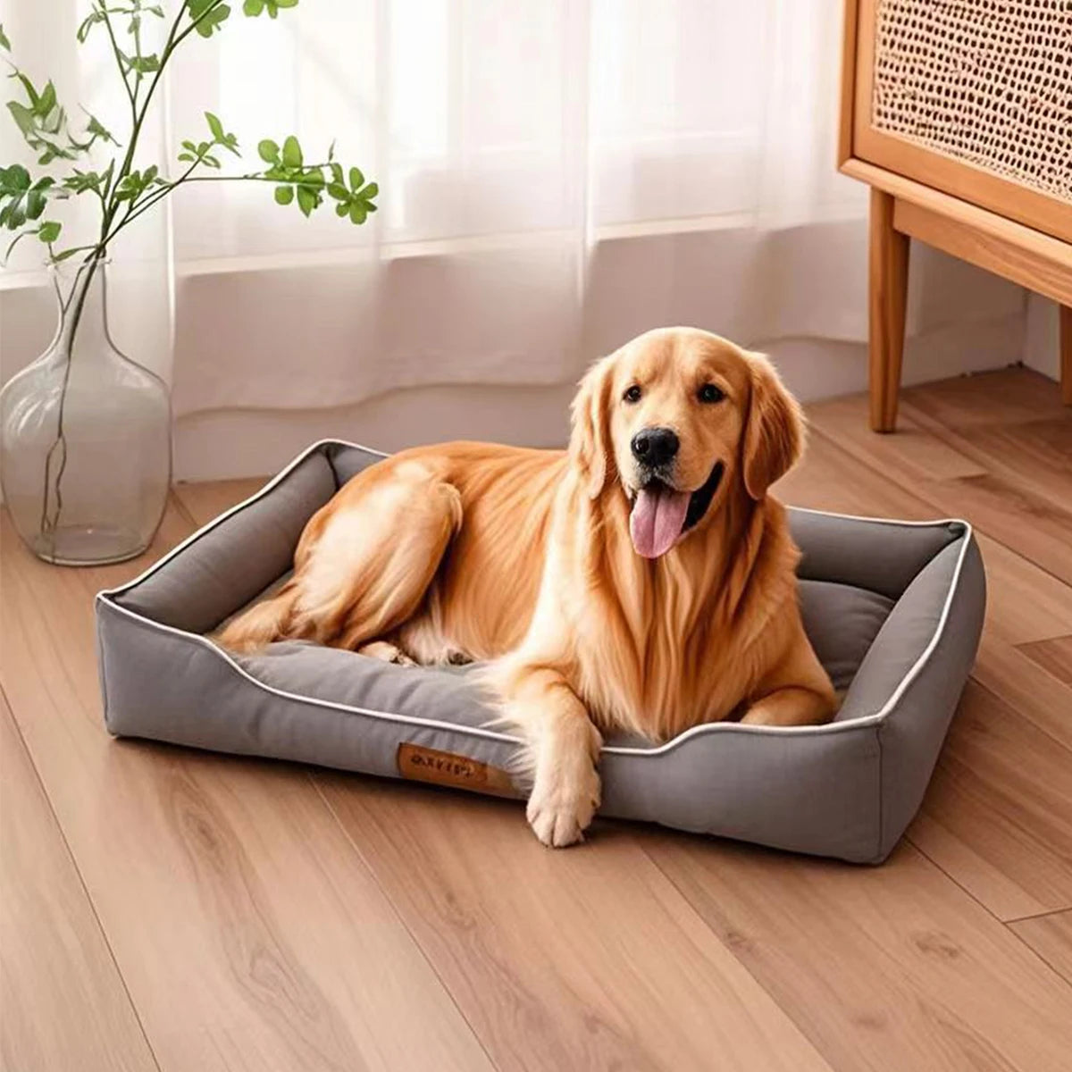 Square Four Season Large Dog Bed Waterproof Sofa Style Bite Resistant