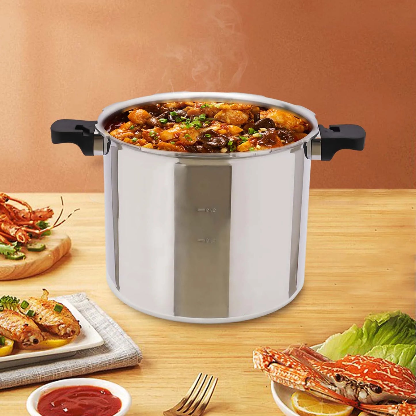 23 Quart Pressure Canner and Cooker with Pressure Gauge 13PSI 90KPA Explosion Proof Safety Valve Extra-Large Size
