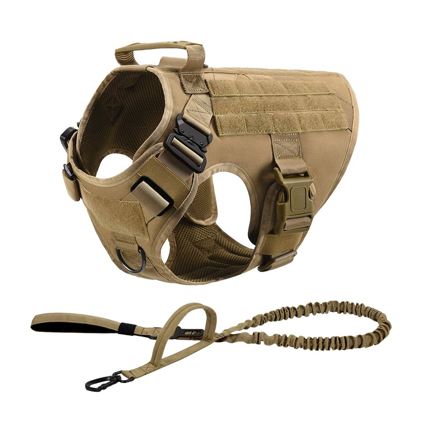 Nylon Tactical Dog Harness With Molle Pouches For Training And Walking