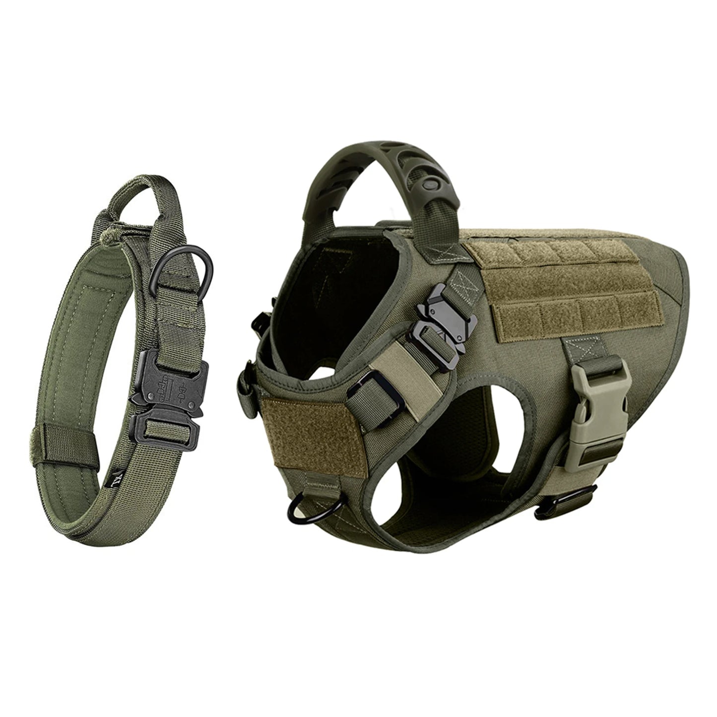 Dog Harness And Collar Set Adjustable Tactical Vest And Collar