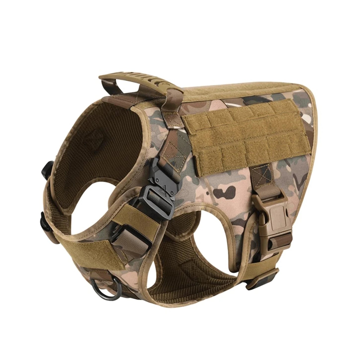 Nylon Tactical Dog Harness With Molle Pouches For Training And Walking