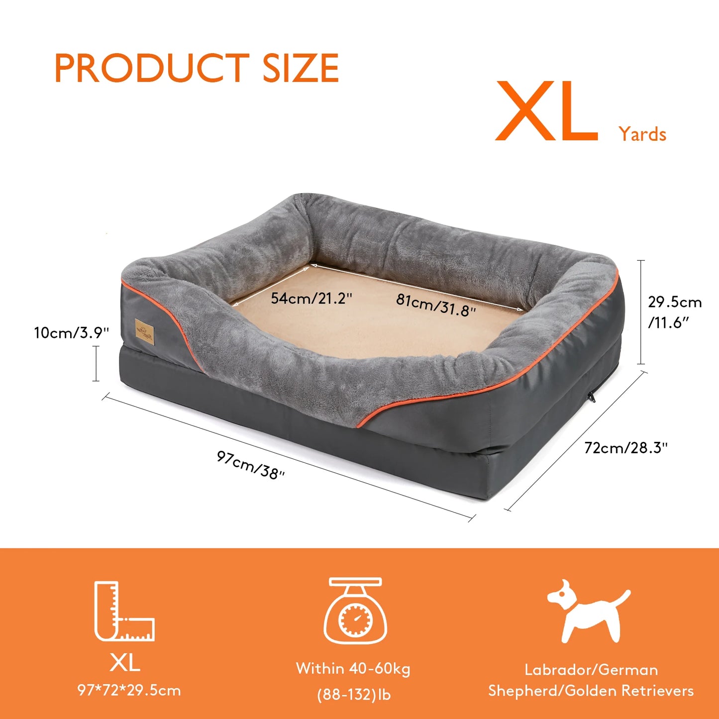 Bingopaw Orthopedic Memory Foam Dog Bed Bolstered Sofa Waterproof