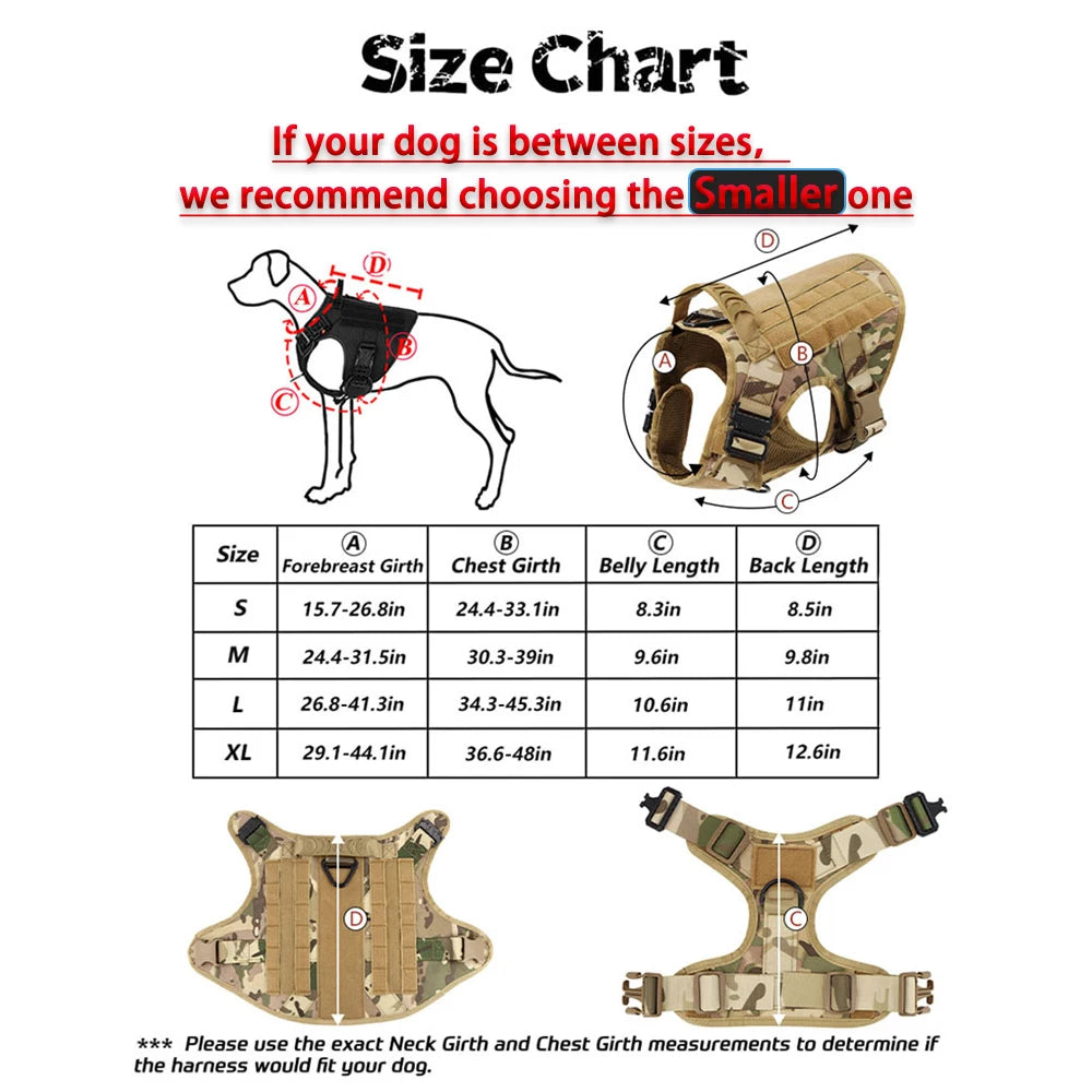 Military Tactical Dog Harness Leash Set For Malinois