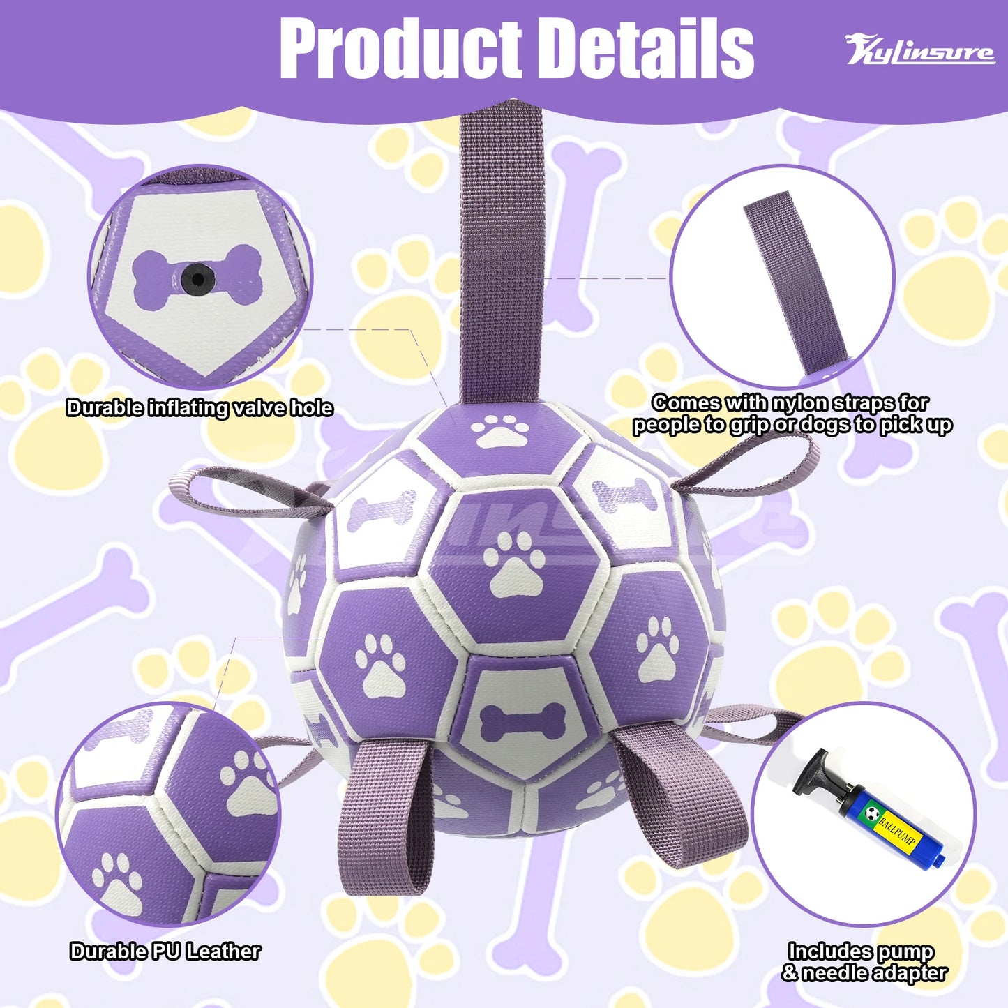 Dog Soccer Ball Toy With UltraDurable Straps For Tug