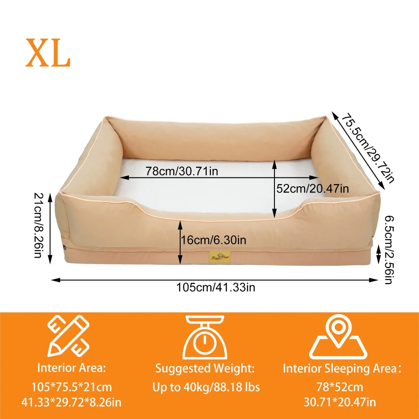 BINGOPAW Orthopedic Dog Bed With Foam Base And Waterproof Lining