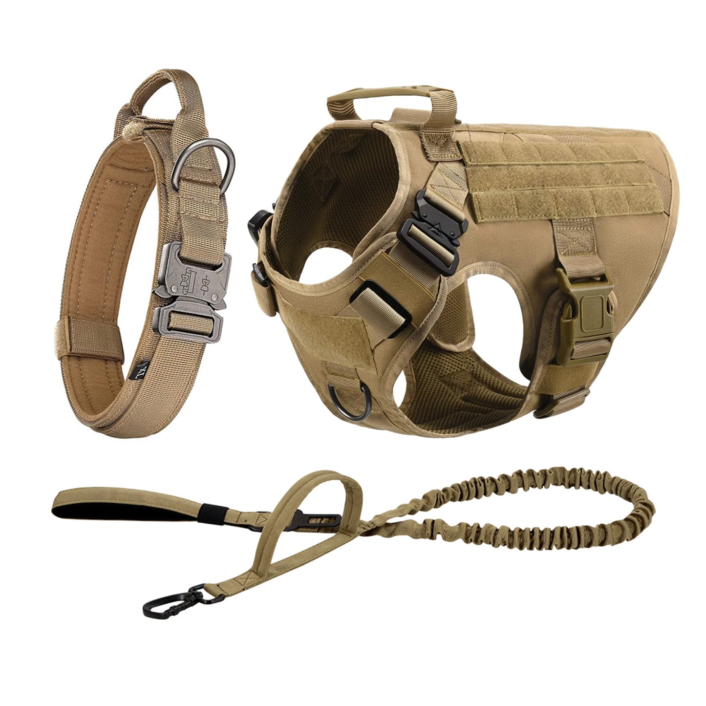 Nylon Tactical Dog Harness With Molle Pouches For Training And Walking