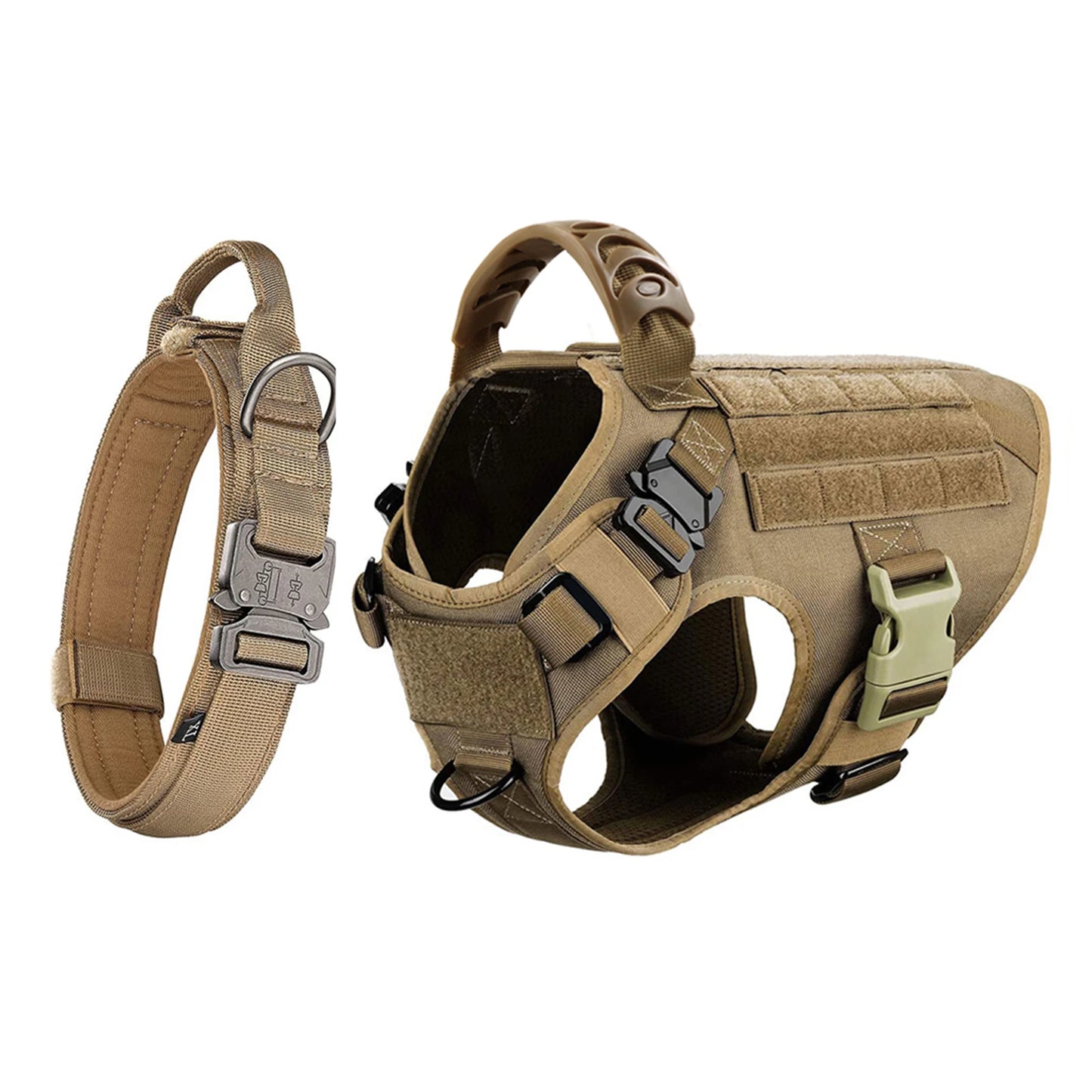Dog Harness And Collar Set Adjustable Tactical Vest And Collar