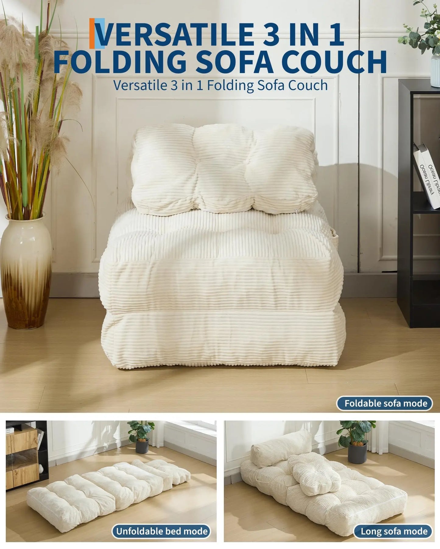 HiMISS Folding Sofa Bed With Pillow Convertible Sleeper Chair