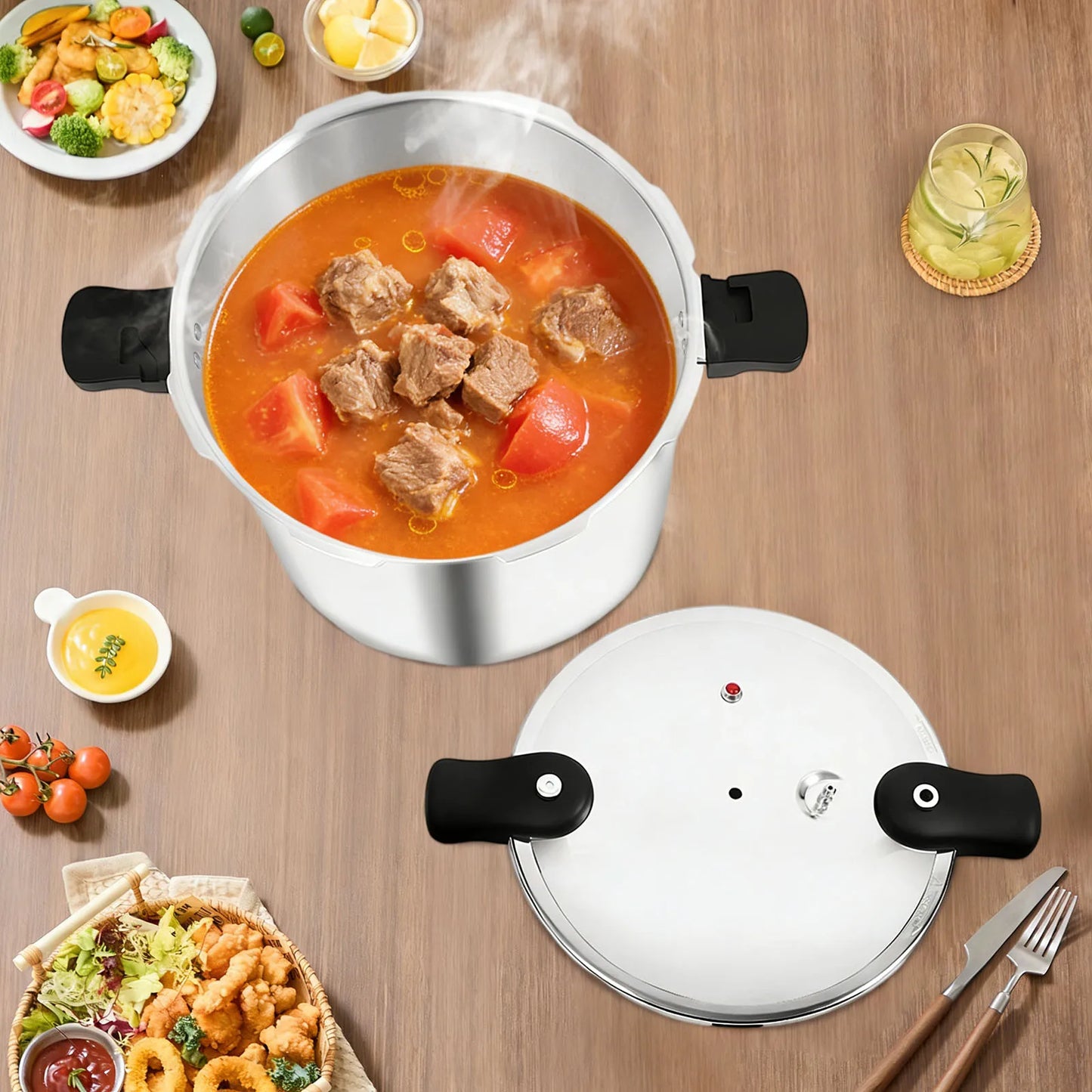 23 Quart Pressure Canner and Cooker with Pressure Gauge 13PSI 90KPA Explosion Proof Safety Valve Extra-Large Size