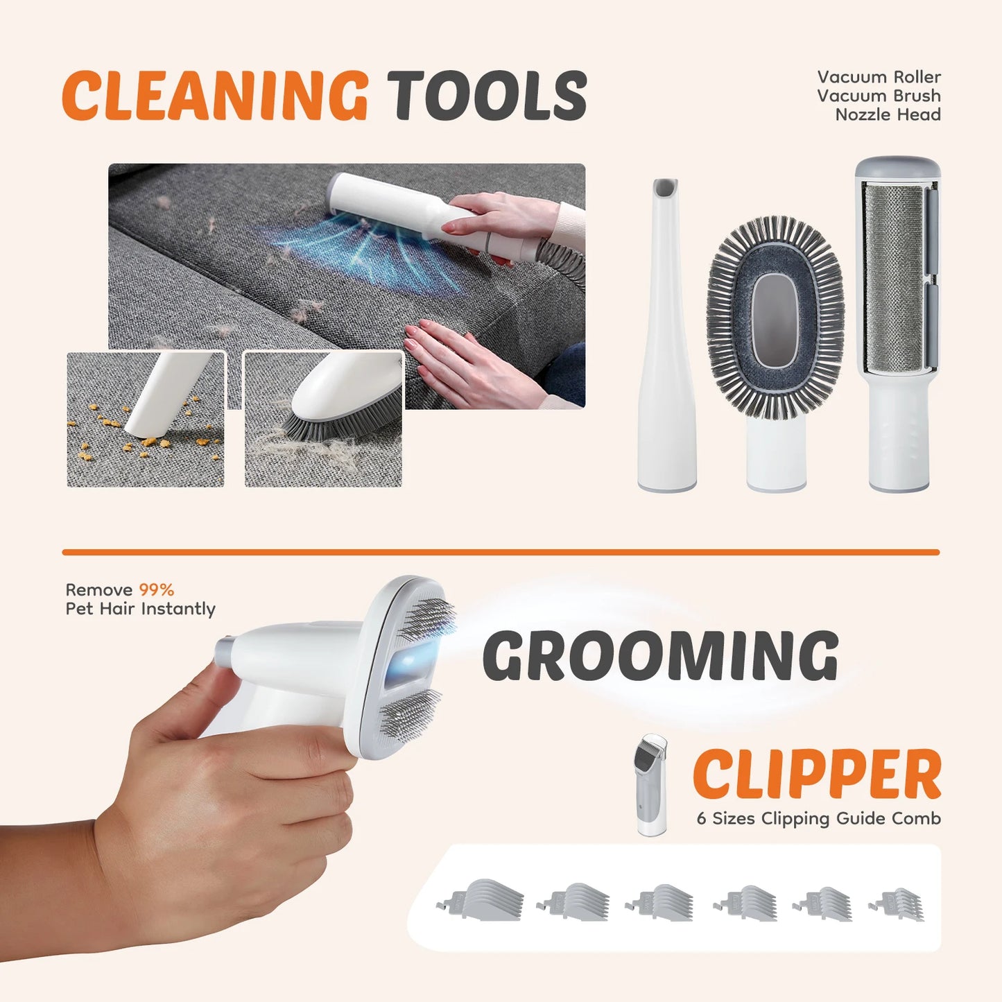 JHK Professional Pet Grooming Vacuum Kit With Cordless Clippers
