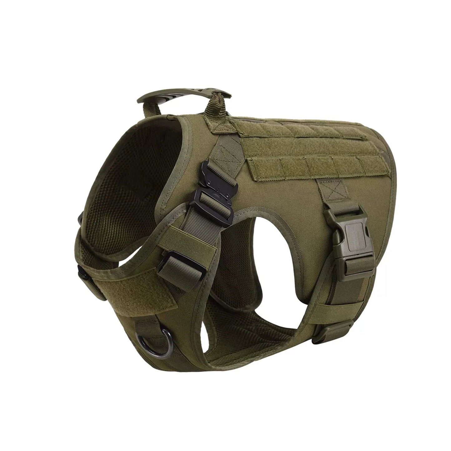 Nylon Tactical Dog Harness With Molle Pouches For Training And Walking