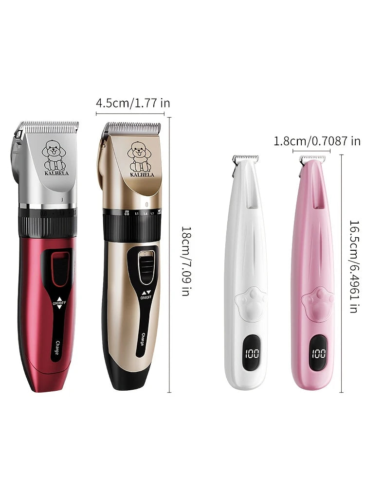 Dog Grooming Clippers Kit With Low Noise Trimmer And Tools