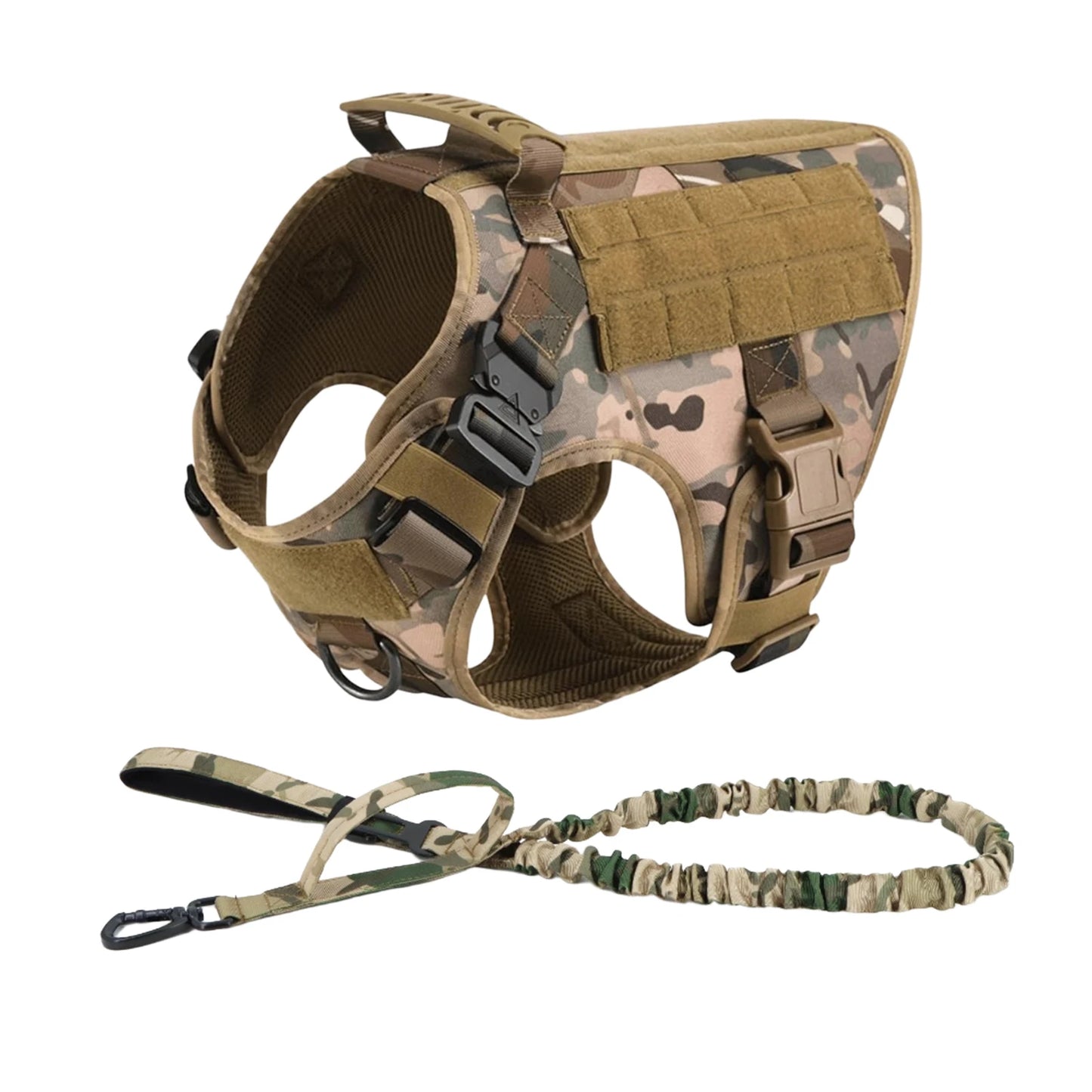 Nylon Tactical Dog Harness With Molle Pouches For Training And Walking