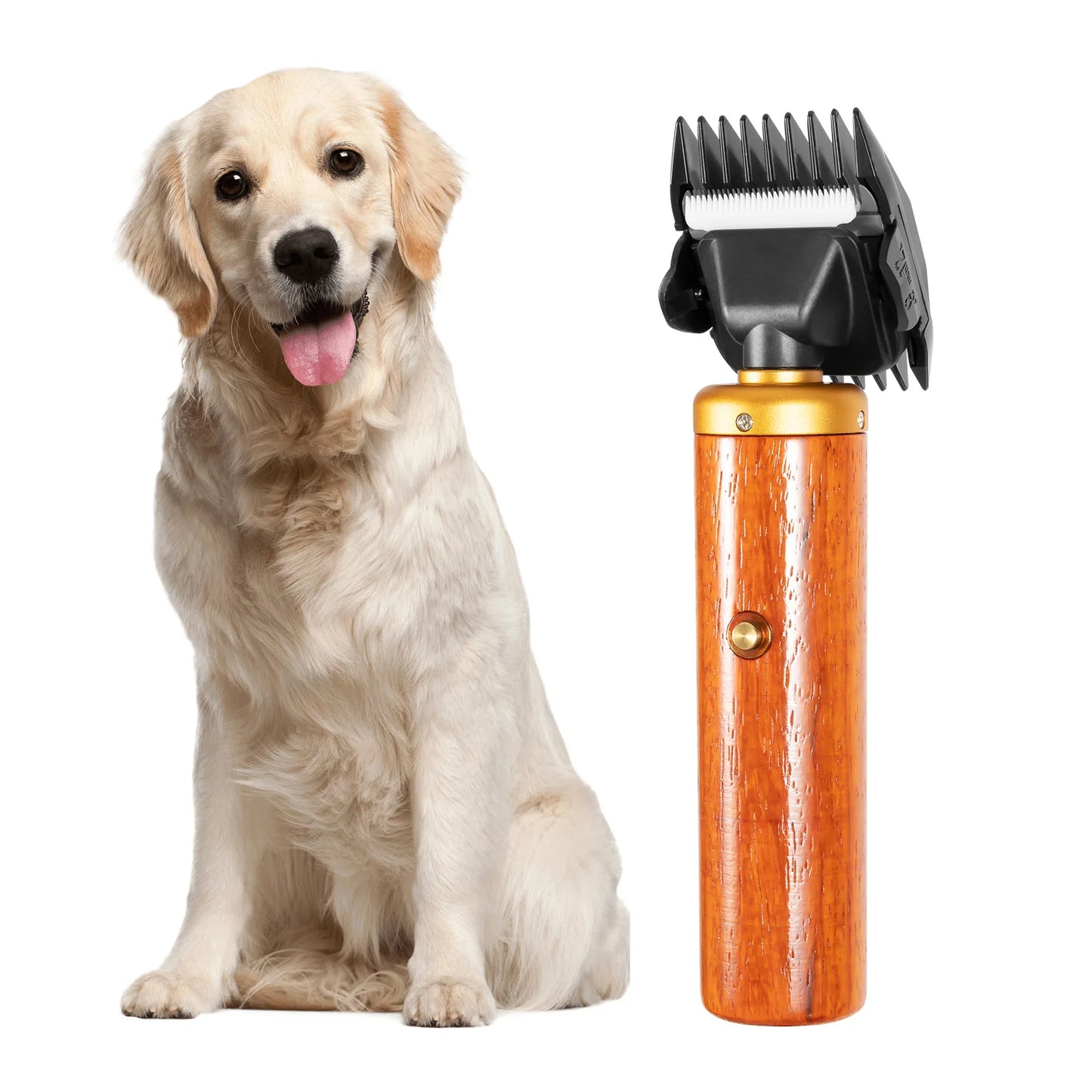 Bymaocar Electric Pet Clipper 55W Corded Low Noise With Wooden Handle US Plug