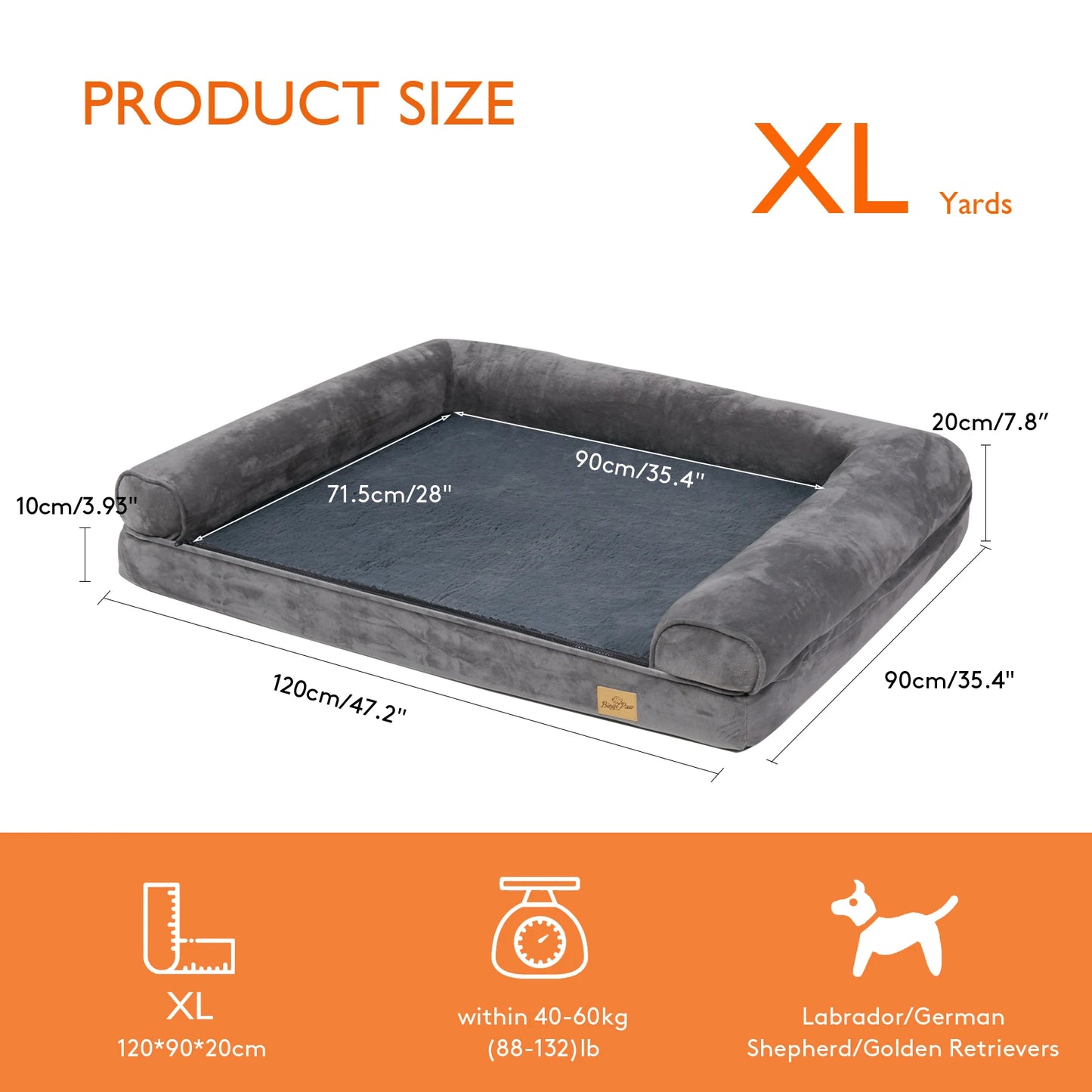 BINGOPAW Orthopedic Dog Bed With Removable Cover Cushion