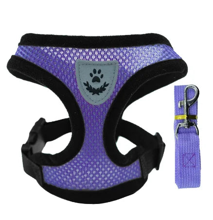 Cat Adjustable Mesh Harness Vest With Leash For Small Pets