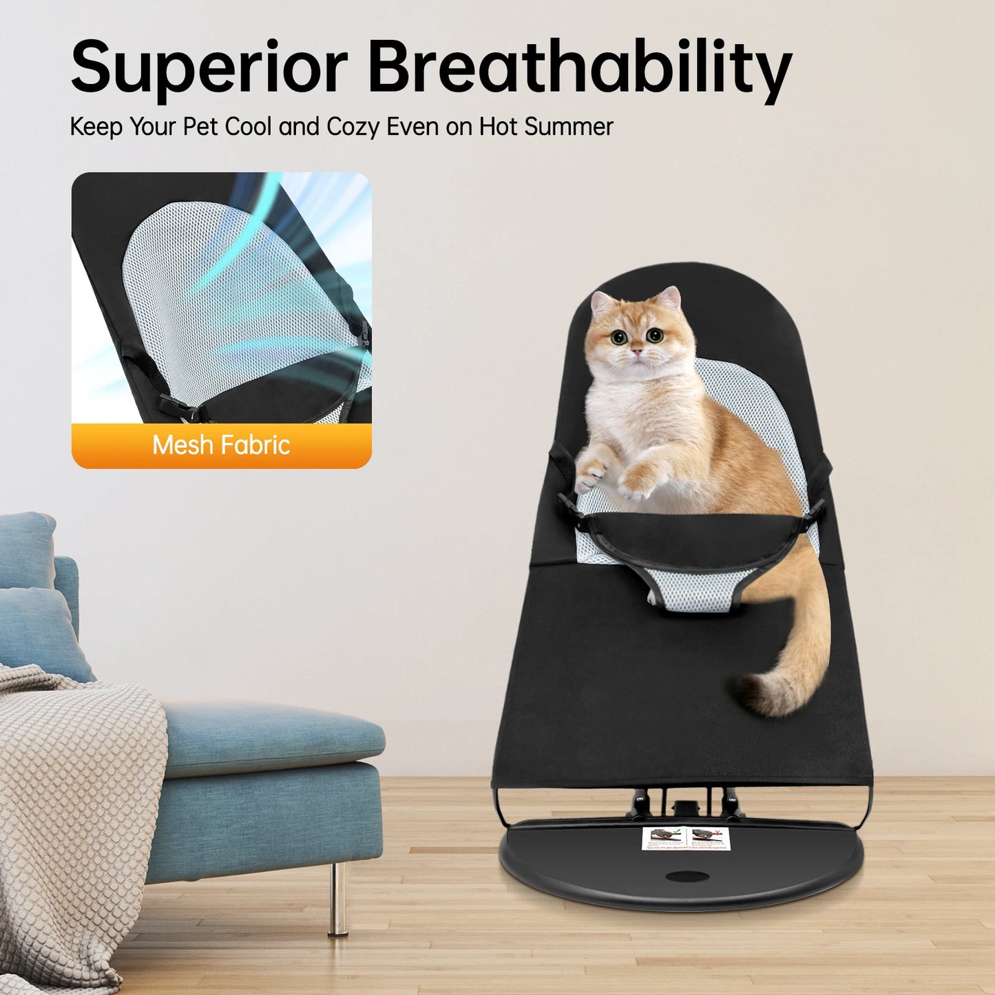 Pet Rocker Bed Foldable With Adjustable Height Stainless Steel Bracket
