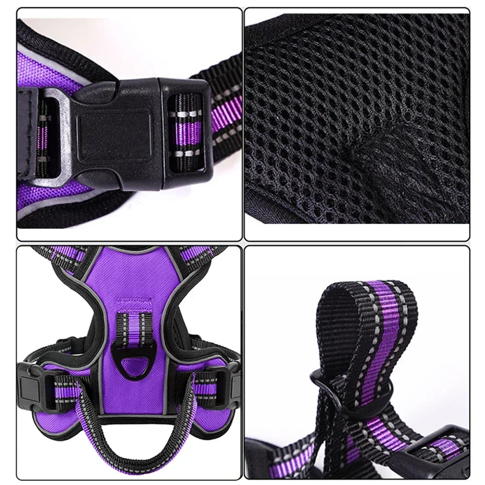 Reflective Adjustable Nylon Dog Harness Breathable Vest for Small to Large Dogs
