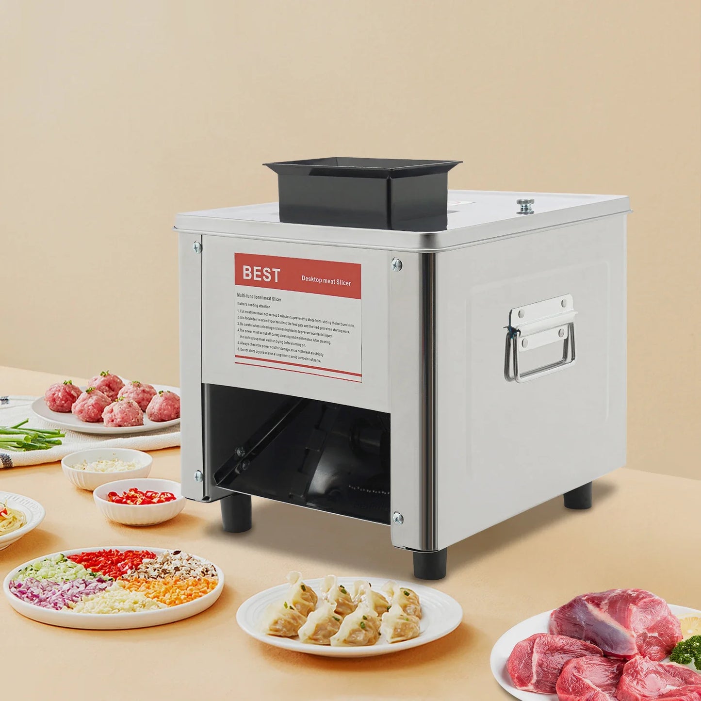 850W Electric Meat Cutter Machine, Stainless Steel Meat Slicer,310r/min Kitchen Meat Cutting Machine US Standard 110V