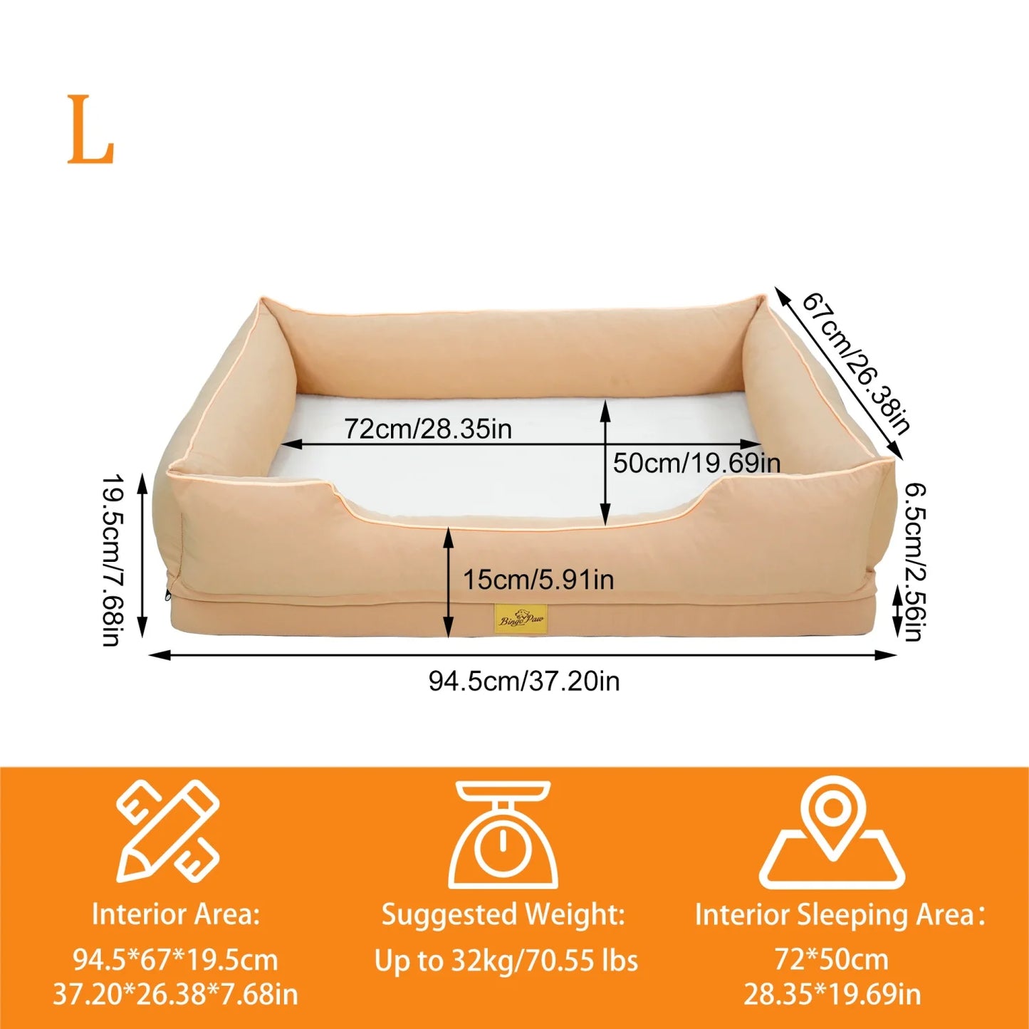BINGOPAW Orthopedic Dog Bed With Foam Base And Waterproof Lining