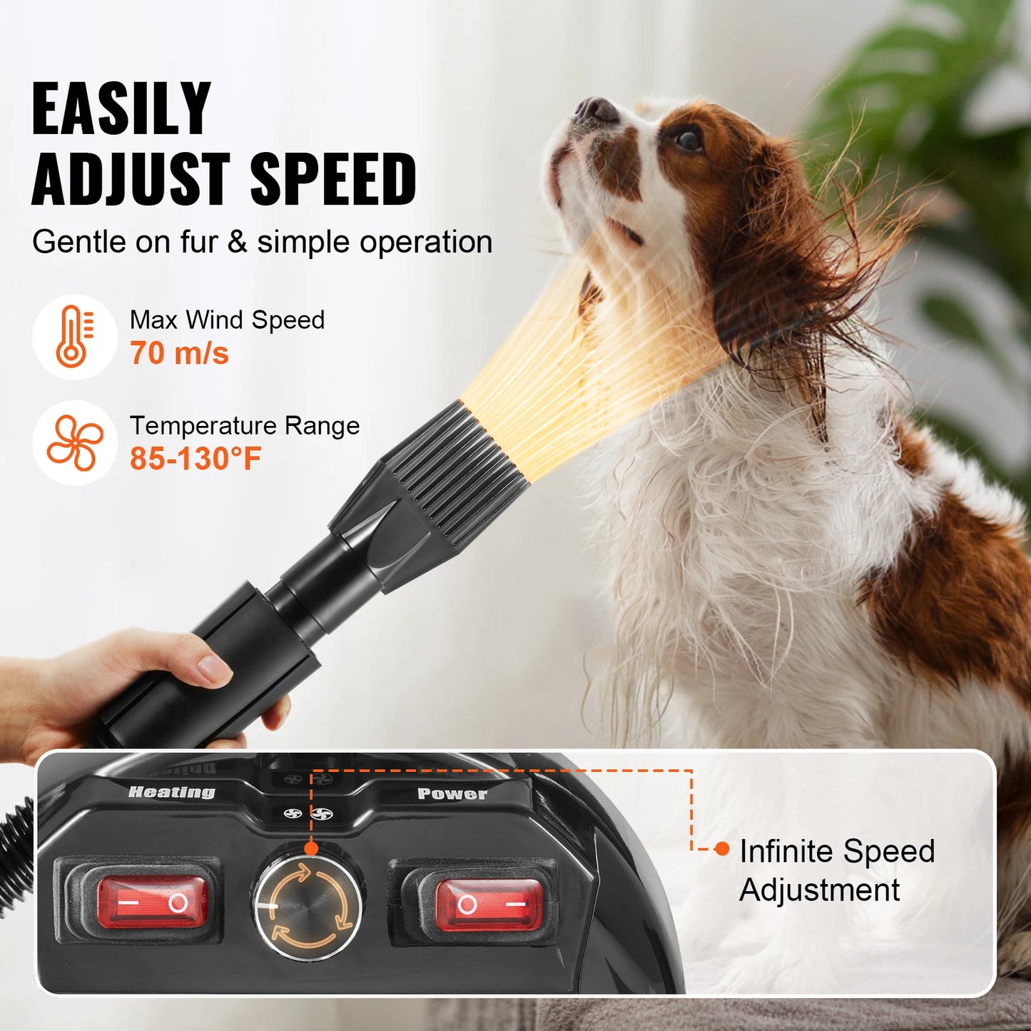 SucceBuy 2000W Professional Dog Blow Dryer With Precision Adjustable Speed