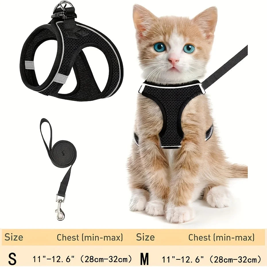 Escape-Proof Dog Harness and Leash Set with Reflective Strips