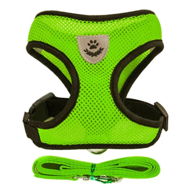 Cat Adjustable Mesh Harness Vest With Leash For Small Pets