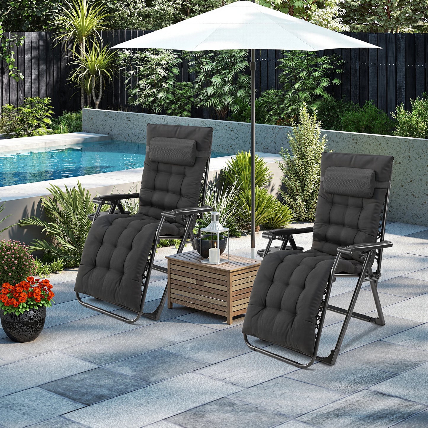 JHK Zero Gravity Recliner Outdoor Patio Lounge Chair With Cup Holder