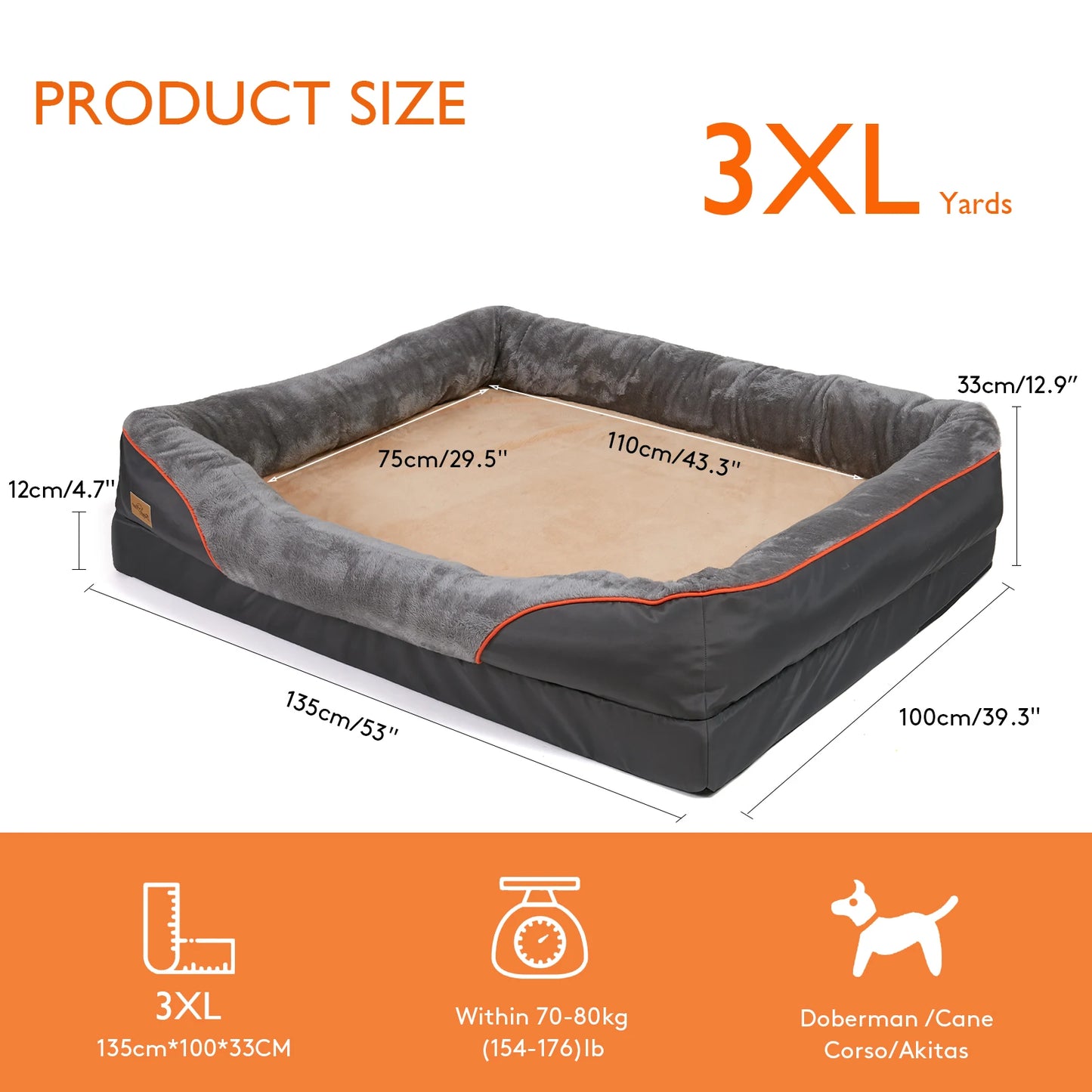 Bingopaw Orthopedic Memory Foam Dog Bed Bolstered Sofa Waterproof