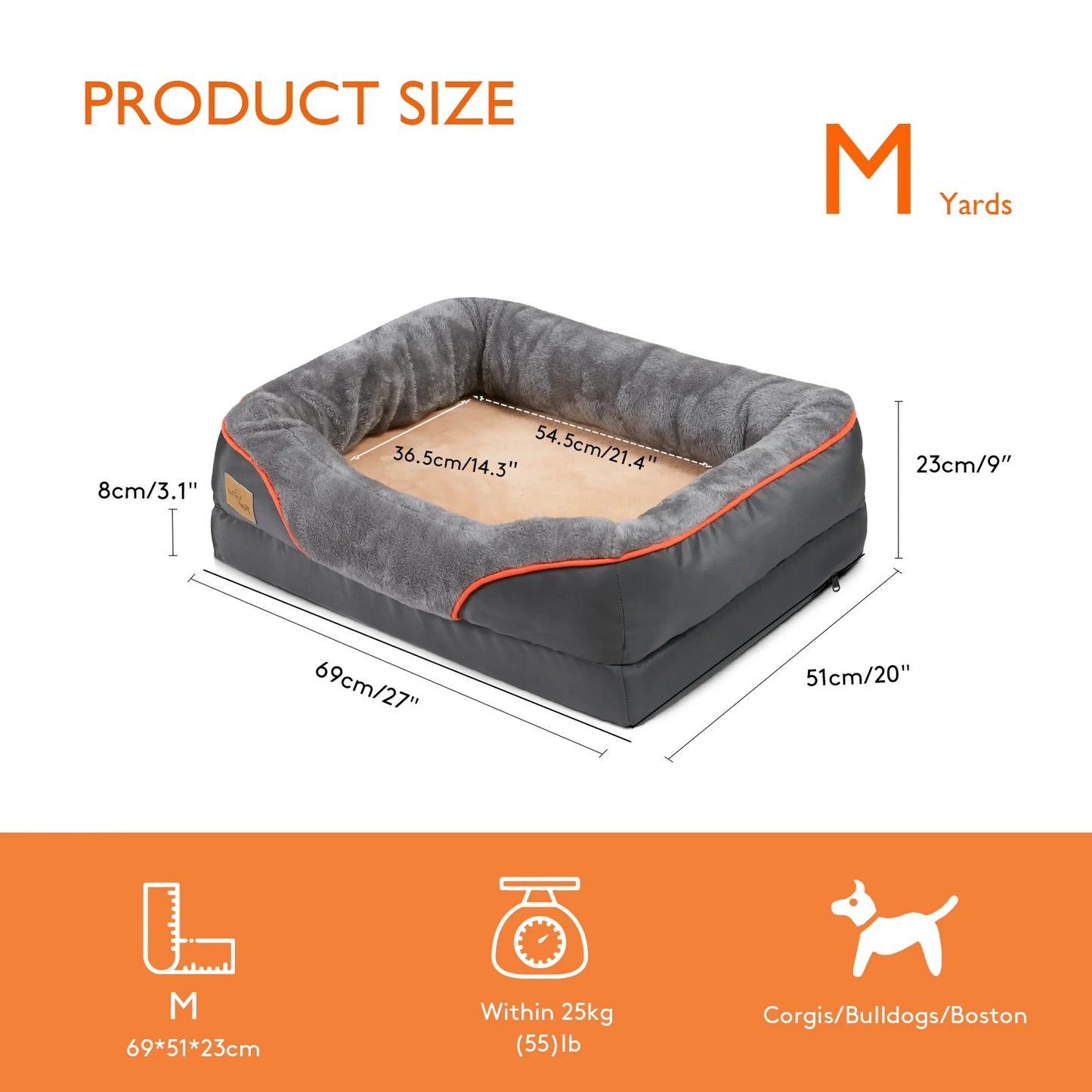 Bingopaw Orthopedic Memory Foam Dog Bed Bolstered Sofa Waterproof