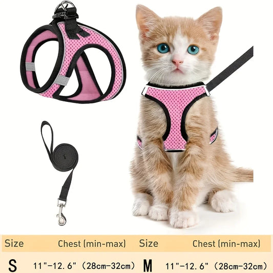 Escape-Proof Dog Harness and Leash Set with Reflective Strips