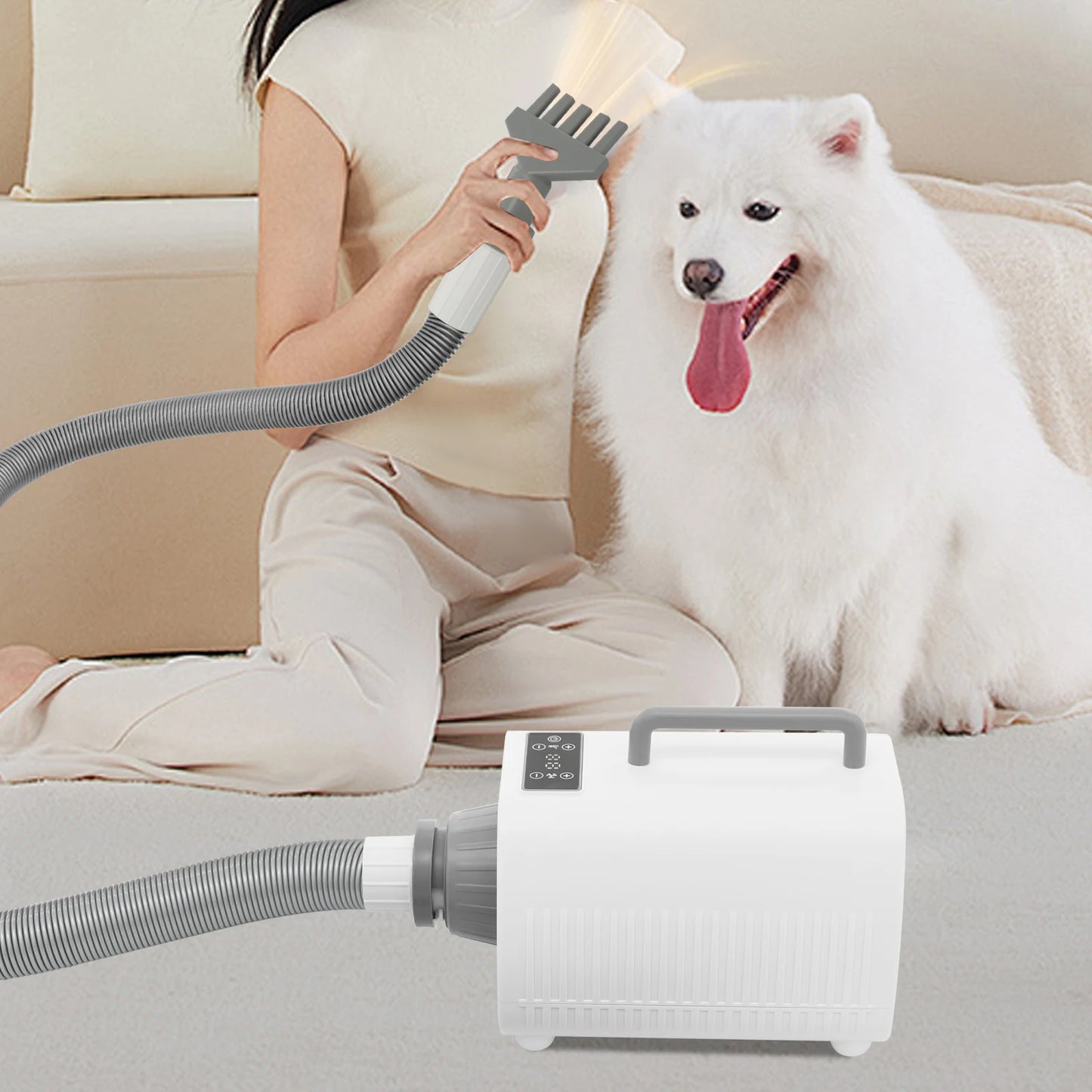 Pet Dog Hair Dryer With Adjustable Temperature 9 Speeds