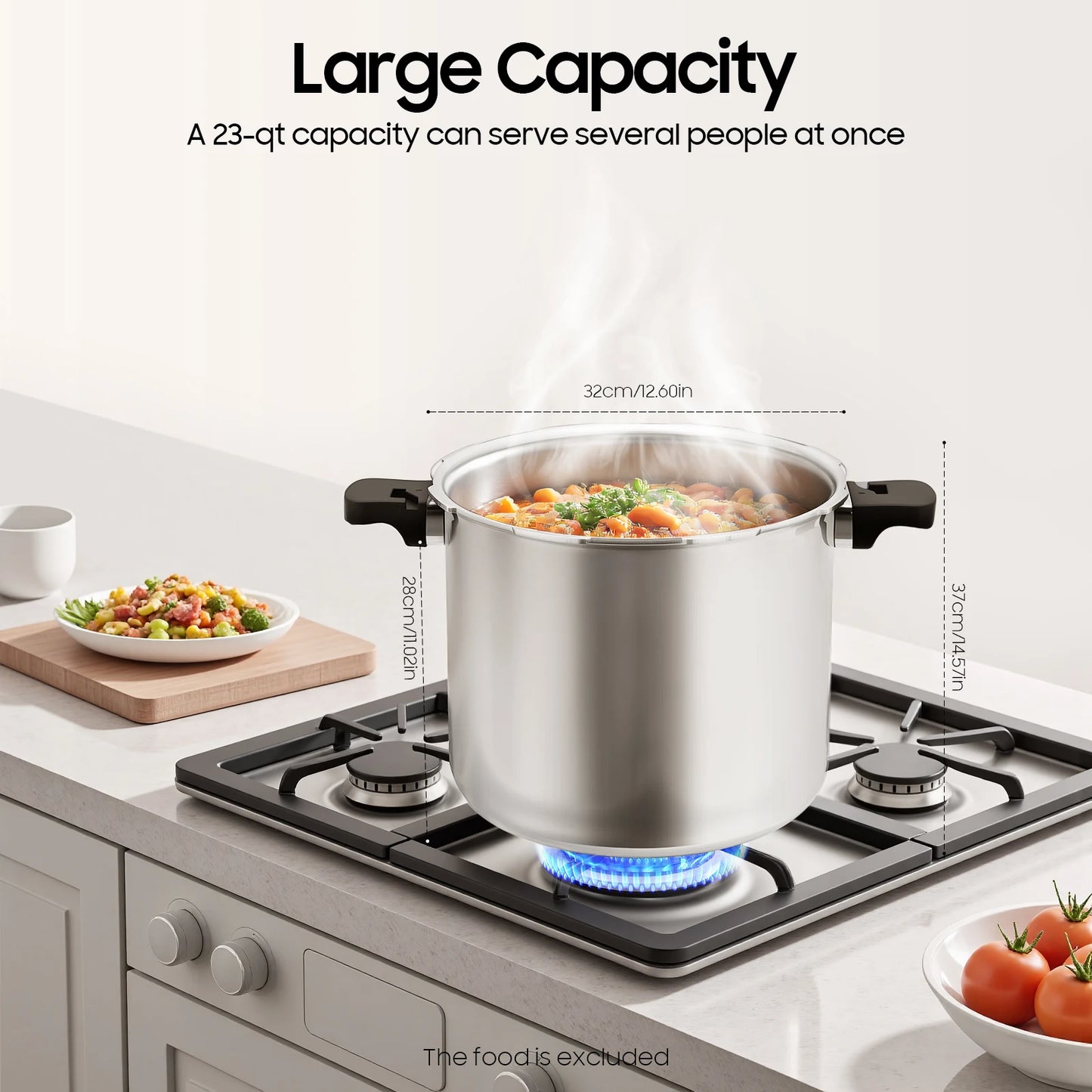 23 Quart Pressure Canner and Cooker with Pressure Gauge 13PSI 90KPA Explosion Proof Safety Valve Extra-Large Size