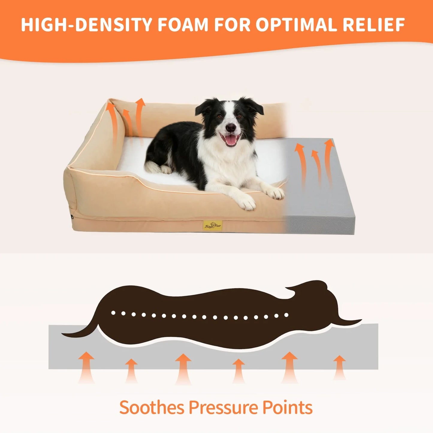 BINGOPAW Orthopedic Dog Bed With Foam Base And Waterproof Lining