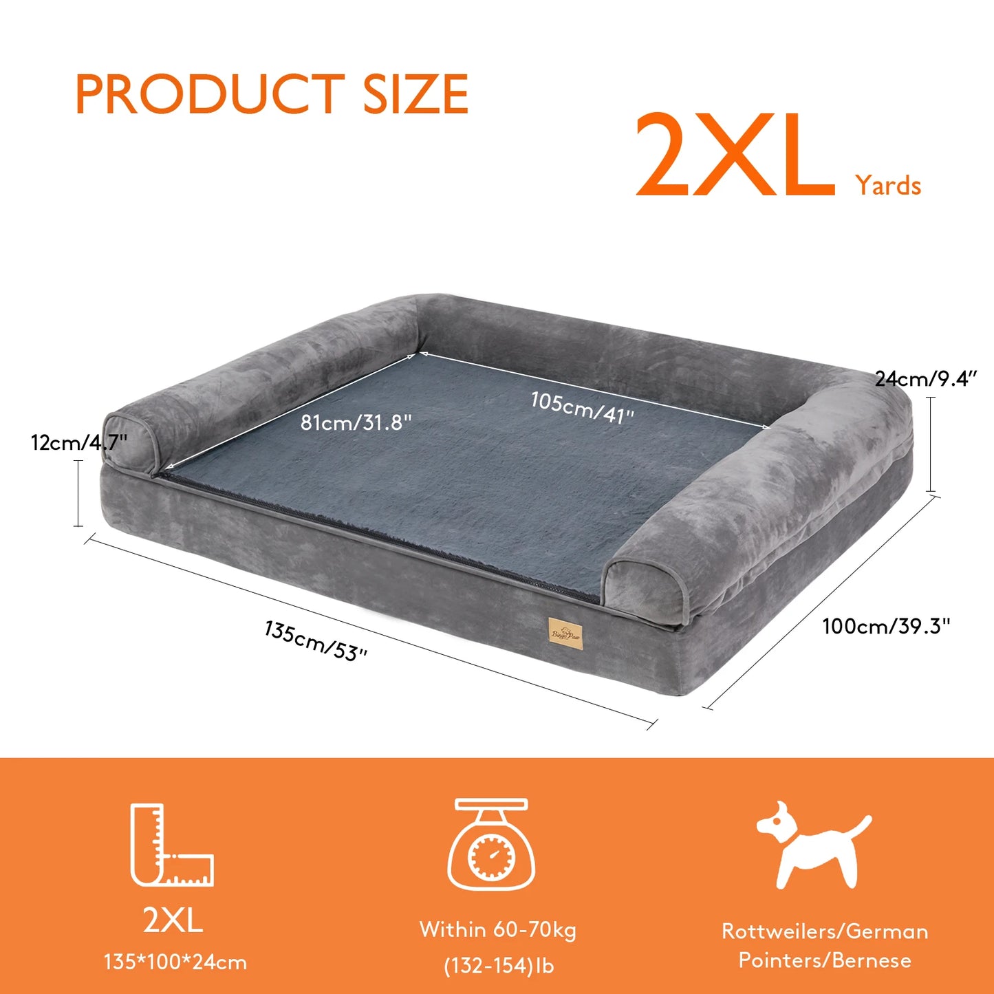 BINGOPAW Orthopedic Dog Bed With Removable Cover Cushion