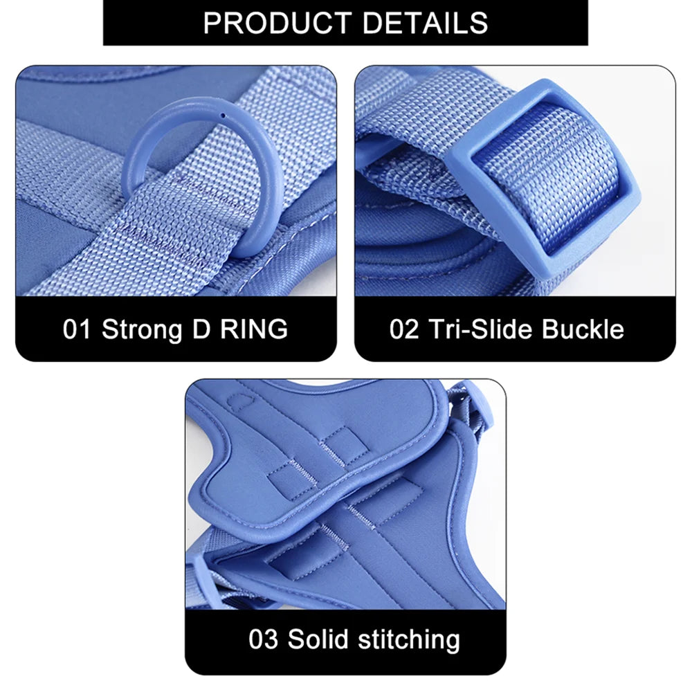 Double Dog Harness And Leash Set PVC Comfort Breathable Adjustable Chest Strap