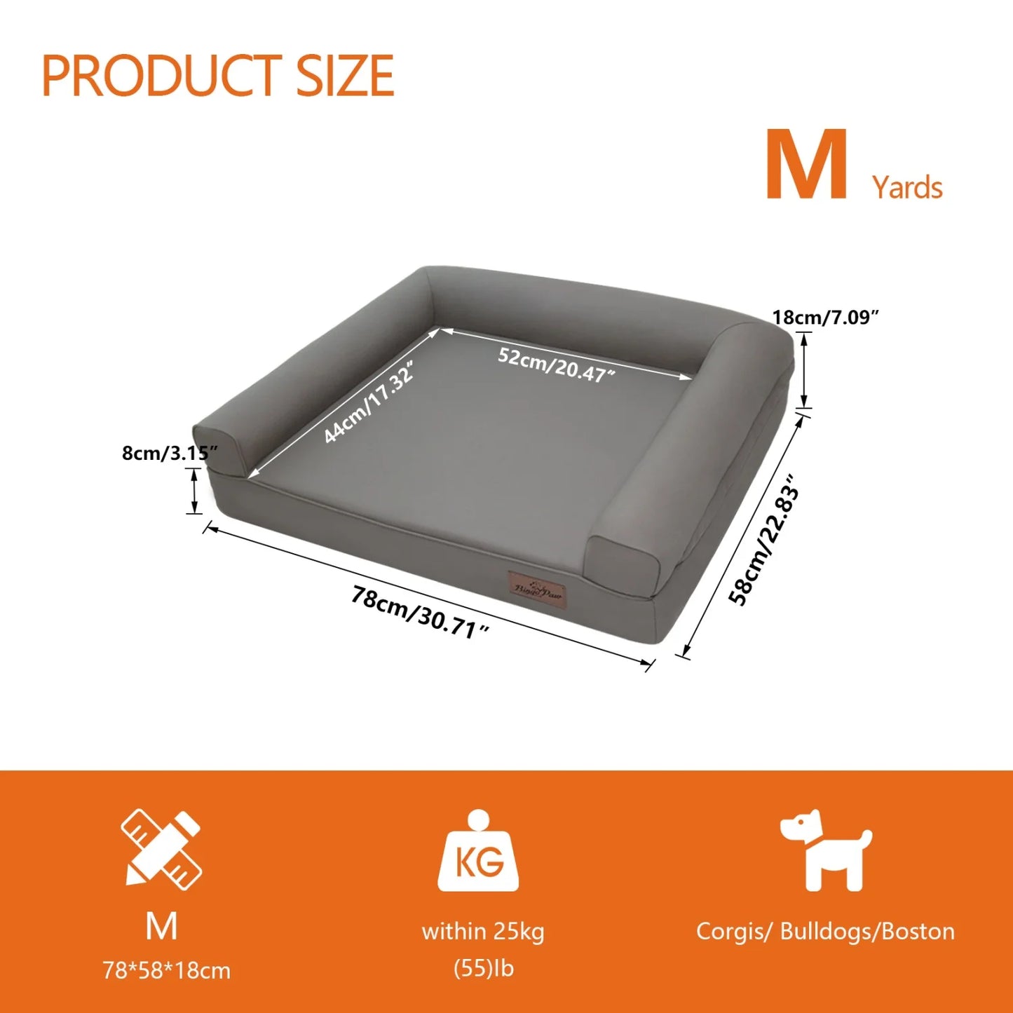 BINGOPAW Indoor Orthopedic Dog Bed With Supportive Bolster Leather Cover