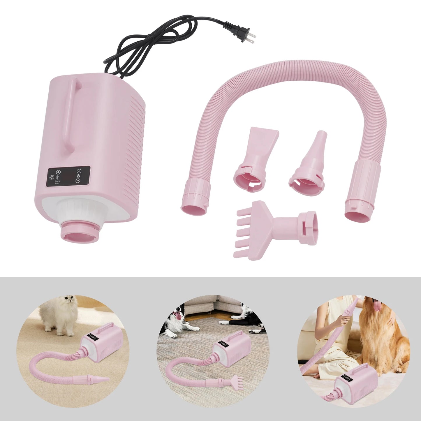 Pet Dog Hair Dryer With Adjustable Temperature 9 Speeds