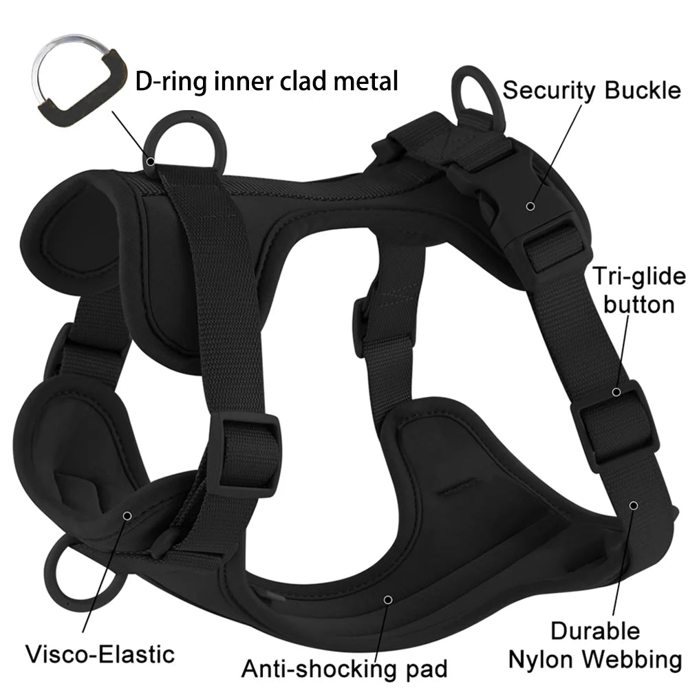 Double Dog Harness And Leash Set PVC Comfort Breathable Adjustable Chest Strap