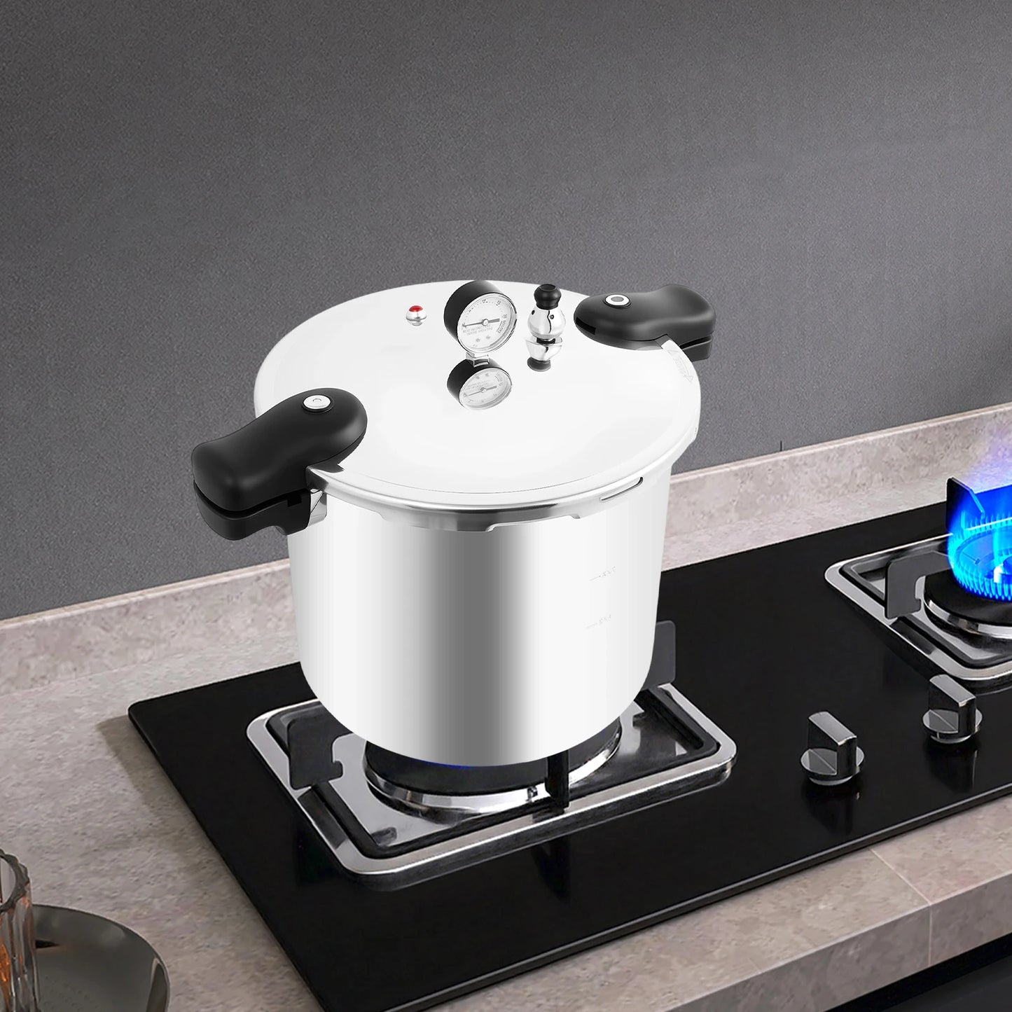 23 Quart Pressure Canner and Cooker with Pressure Gauge 13PSI 90KPA Explosion Proof Safety Valve Extra-Large Size