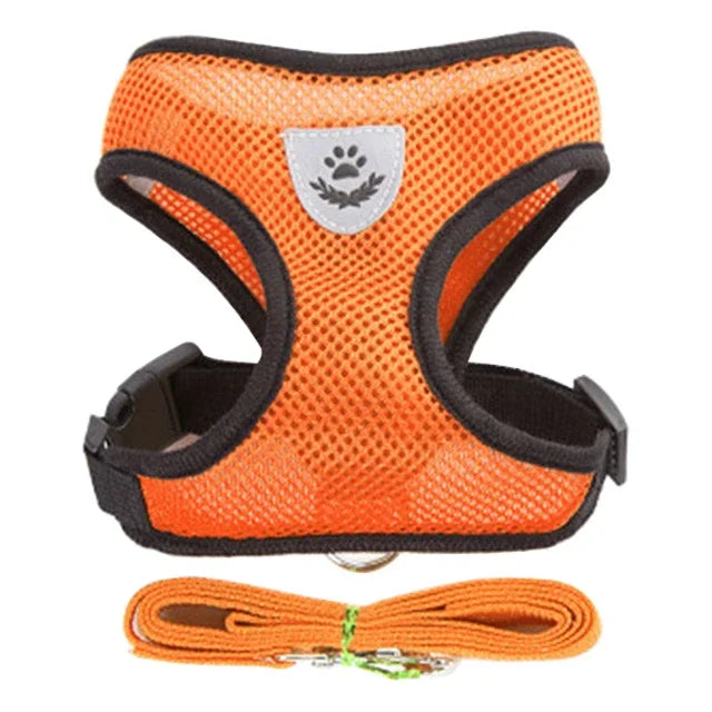 Cat Adjustable Mesh Harness Vest With Leash For Small Pets