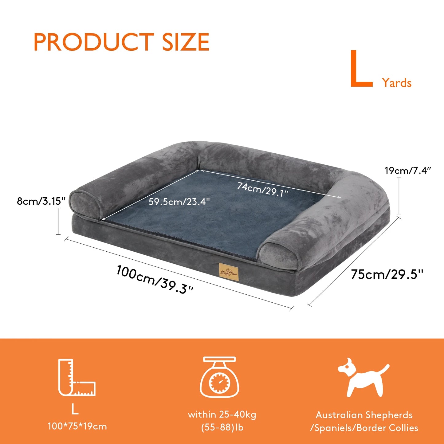 BINGOPAW Orthopedic Dog Bed With Removable Cover Cushion