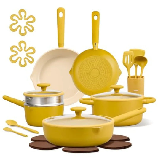 21pcs Cookware Set Nonstick Pots and Pans Set, Ceramic Cookware Set Induction Cookware, Non toxic Healthy Non Stick Kitchen Coo