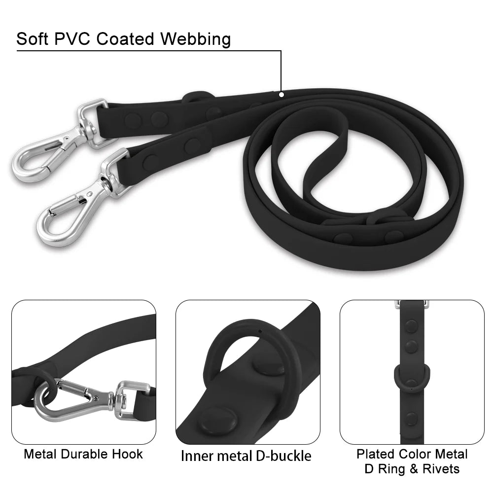 Double Dog Harness And Leash Set PVC Comfort Breathable Adjustable Chest Strap